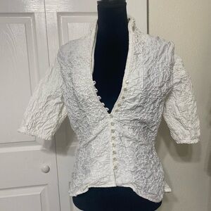 Anne Fontaine collaborated button front Women's textured blouse size 40